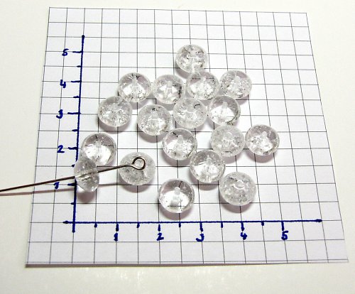 Práskané, bílé korálky, 9 mm, 15 ks, placička — foto 2