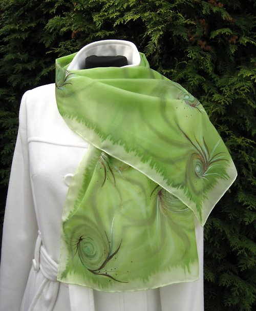 EVEMODE hedvábný šál "Green twisting" — foto 2