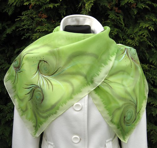 EVEMODE hedvábný šál "Green twisting" — foto 5
