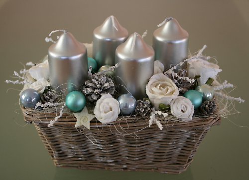 Adventní svícen bílotyrkysový — foto 2