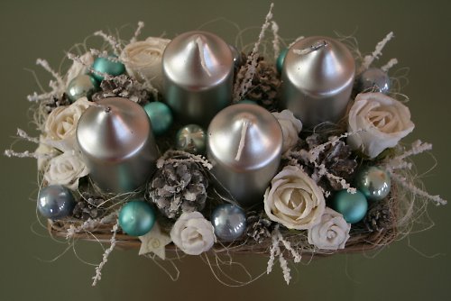 Adventní svícen bílotyrkysový — foto 3