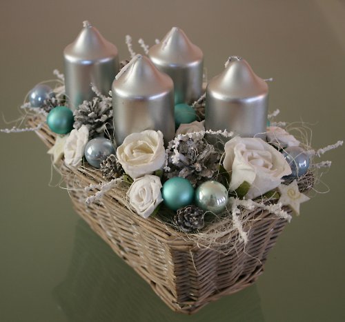 Adventní svícen bílotyrkysový — foto 5