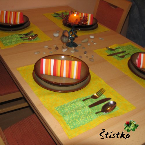 Prostírání s kapsami - žluto-zelené — foto 3