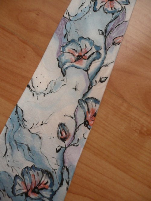 Ručně Malovaná Hedvábná Kravata!! — foto 3
