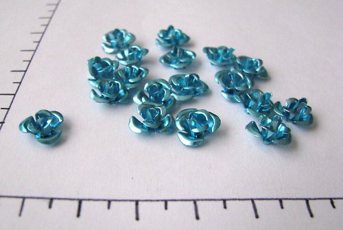 Korálek růžička 10mm, 5ks tyrkysová — foto 2