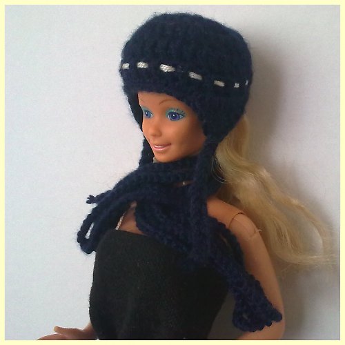 Tmavěmodrá ušanka a šála pro Barbie 50% sleva — foto 2