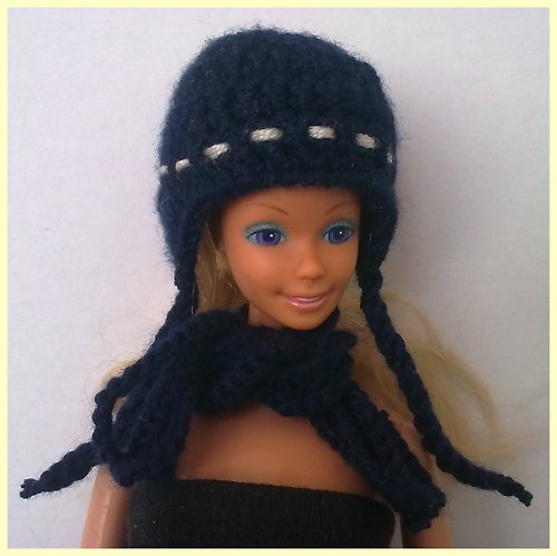 Tmavěmodrá ušanka a šála pro Barbie 50% sleva — foto 3