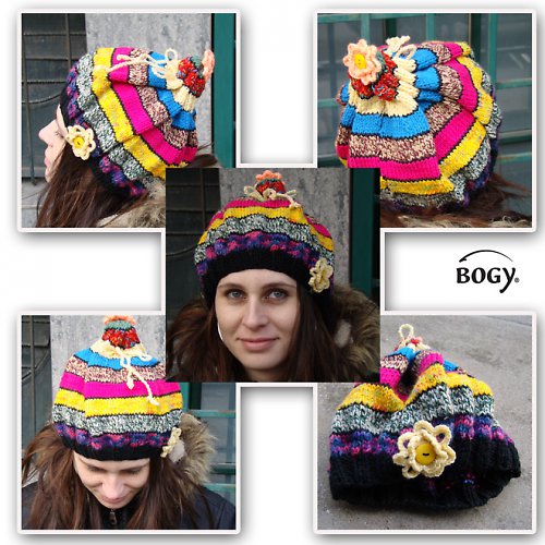 Barevný pletený baret — foto 5