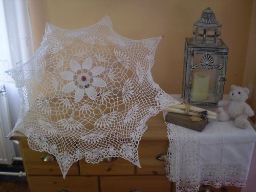Háčkovaný krajkový deštník, paraplíčko — foto 2