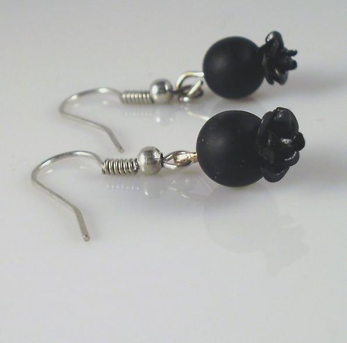 Little black rose - náušnice — foto 2
