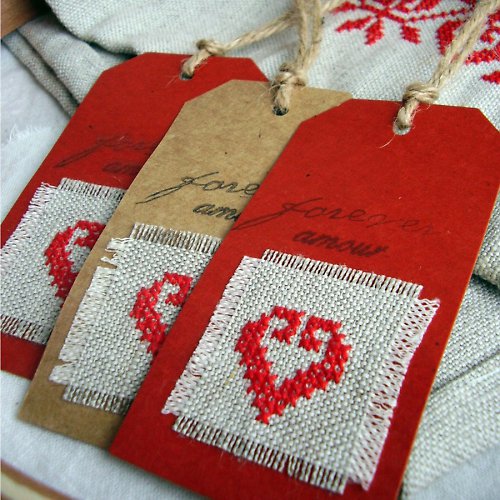 Valentine heart - sada vintage cedulek — foto 2