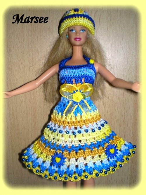 Modro - žluté šatky pro barbie — foto 2