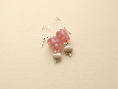 Náušnice PINK© sklo +Ag 925 — foto 2