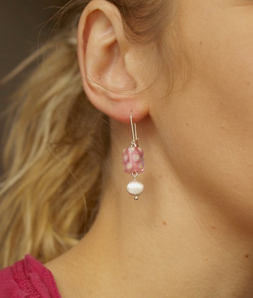Náušnice PINK© sklo +Ag 925 — foto 3
