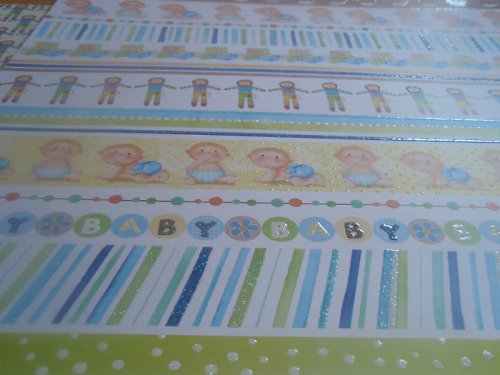Scrapbookový papír - bordury miminka - modrý — foto 2