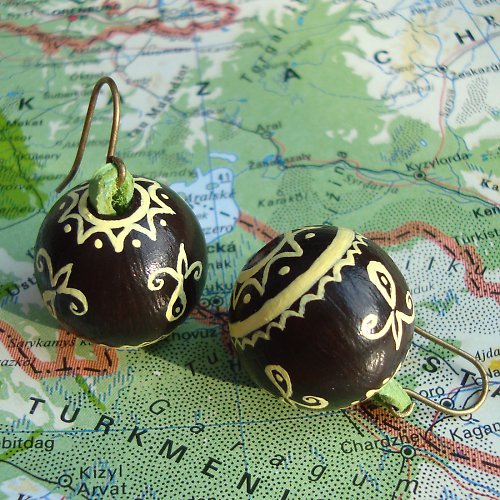 Uzbekistán - malované náušnice — foto 2