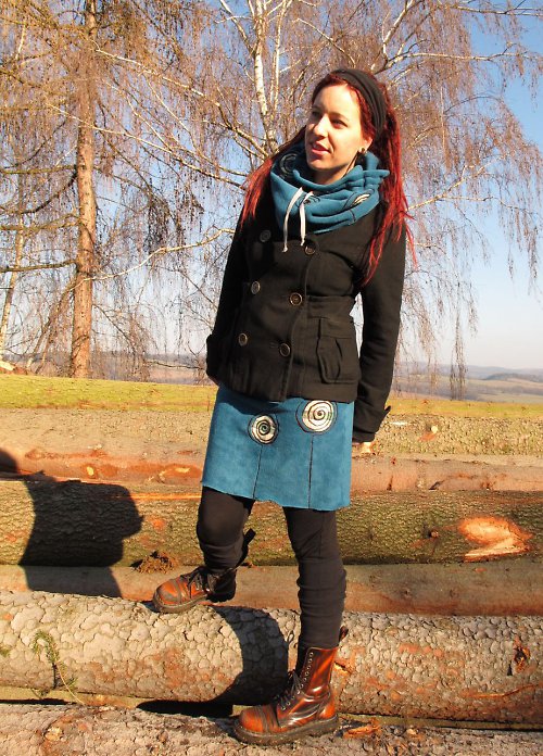 Fleecová sukně petrolejová — foto 3