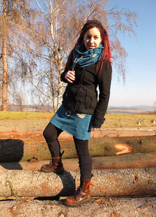 Fleecová sukně petrolejová — foto 4
