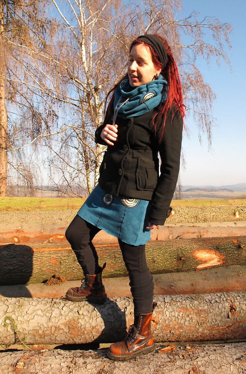 Fleecová sukně petrolejová — foto 5