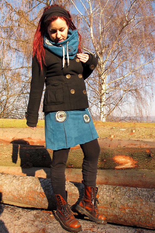 Fleecová sukně petrolejová — foto 6