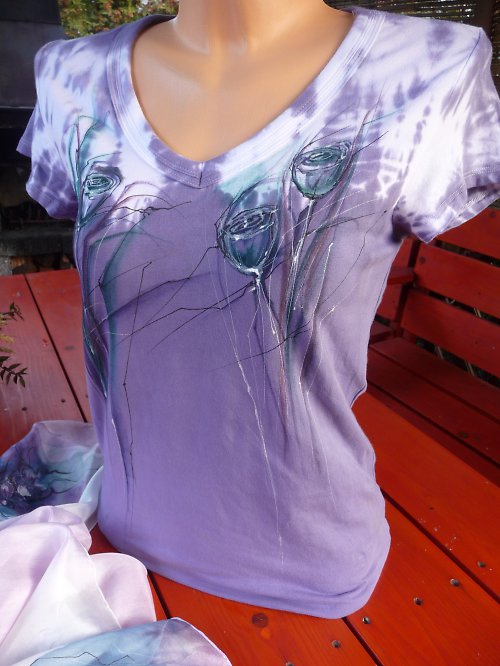 Dámské lila tričko ,XL — foto 2