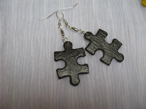 Puzzle- naušnice- tm. hnědá — foto 2