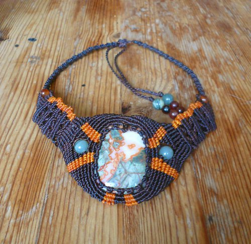 Náhrdelník s achátem (multi-colour spiderweb) — foto 2