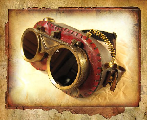 Steampunkové brýle Aviator red — foto 3