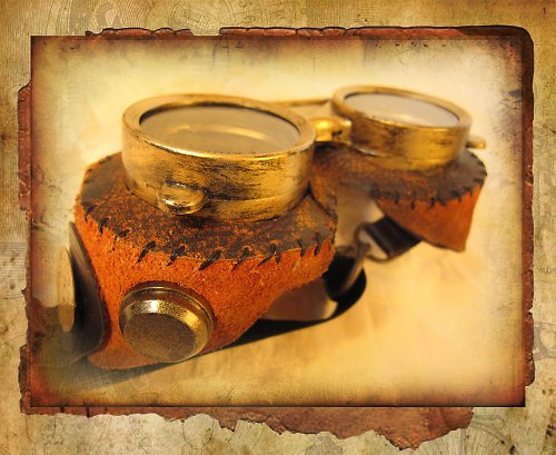 Steampunkové brýle Aviator orange — foto 2