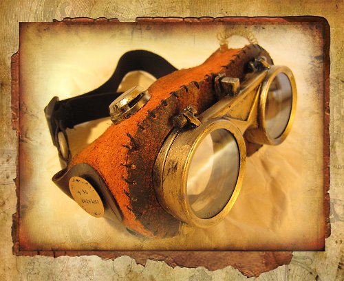 Steampunkové brýle Aviator orange — foto 3