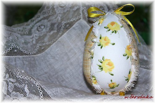 **VELIKONOČNÍ VAJÍČKO RAG PATCHWORK - žluté** — foto 2