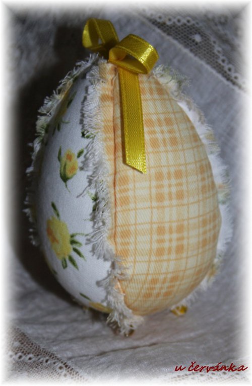 **VELIKONOČNÍ VAJÍČKO RAG PATCHWORK - žluté** — foto 3