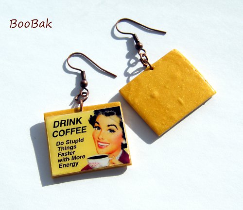 COFFEE náušky zlaté — foto 2