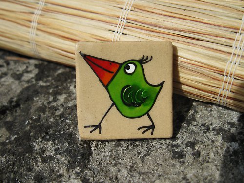 Malovaný keramický magnet velký - ibis — foto 2