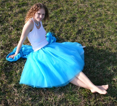 Tyrkysová tylová sukně — foto 3