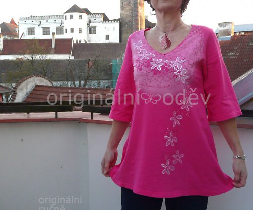 Malovaná tunika - malinová — foto 2