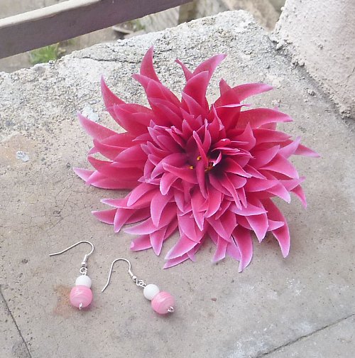 Pink flower (nušnice+gumička/náramek) — foto 2