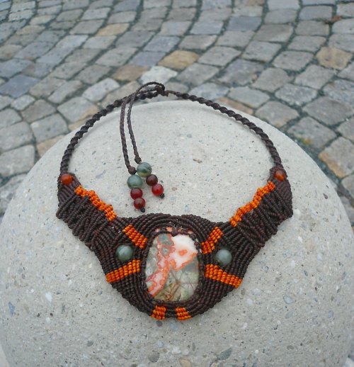 Náhrdelník s achátem (multi-colour spiderweb) — foto 5