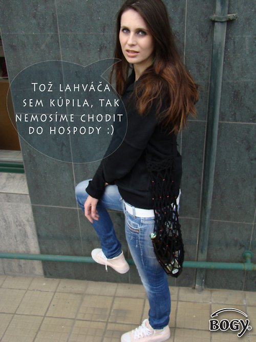 Černá nákupní taška " Síťovka na lahváče" - 9003 — foto 5