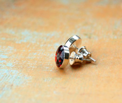 Steampunkové náušky, Ag925/1000, /red/ — foto 2