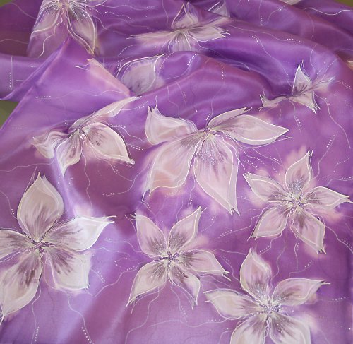 Šála 150x40 cm - Květy Clematisu — foto 6
