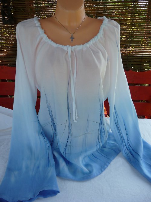 Malovaná modrá halenka — foto 2