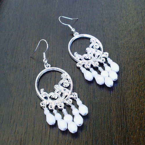 White - ramínkové náušnice — foto 2