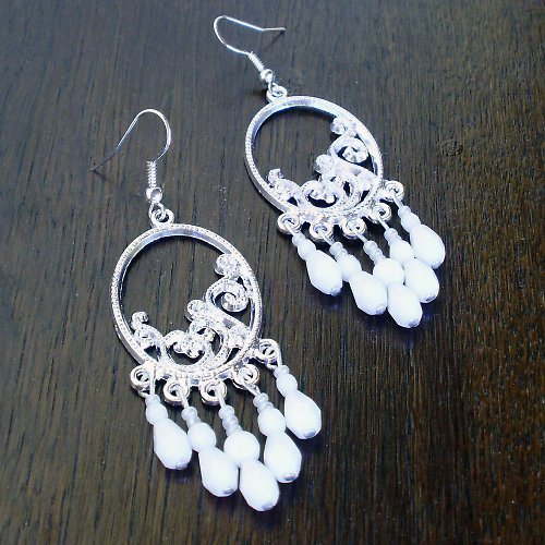 White - ramínkové náušnice — foto 3