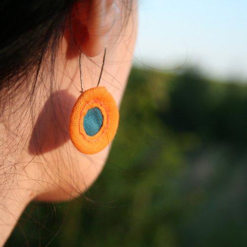 Textilní náušnice Sunset *minikoláčky* — foto 3