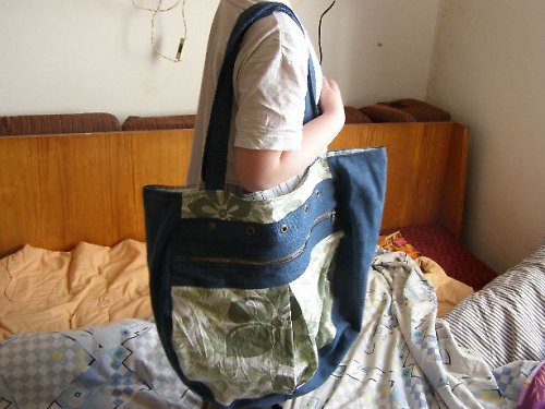 Džínová taška s listy — foto 3