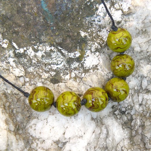 Zeleno - hnědé koule - vinuté perle — foto 3