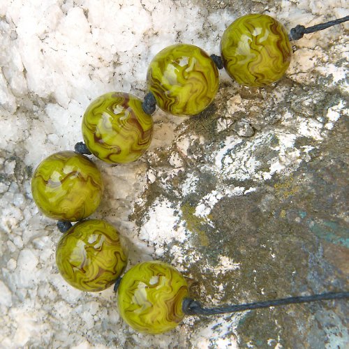 Zeleno - hnědé koule - vinuté perle — foto 4