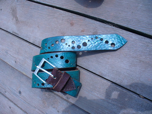 Handmade-KERTAG® kožený opasek AQUA — foto 2