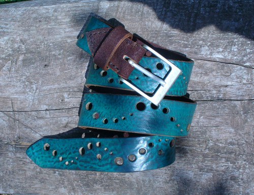 Handmade-KERTAG® kožený opasek AQUA — foto 3